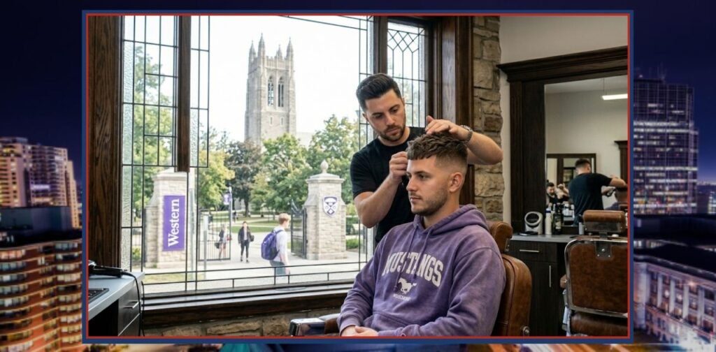 Barber cutting hair near Western University London Ontario