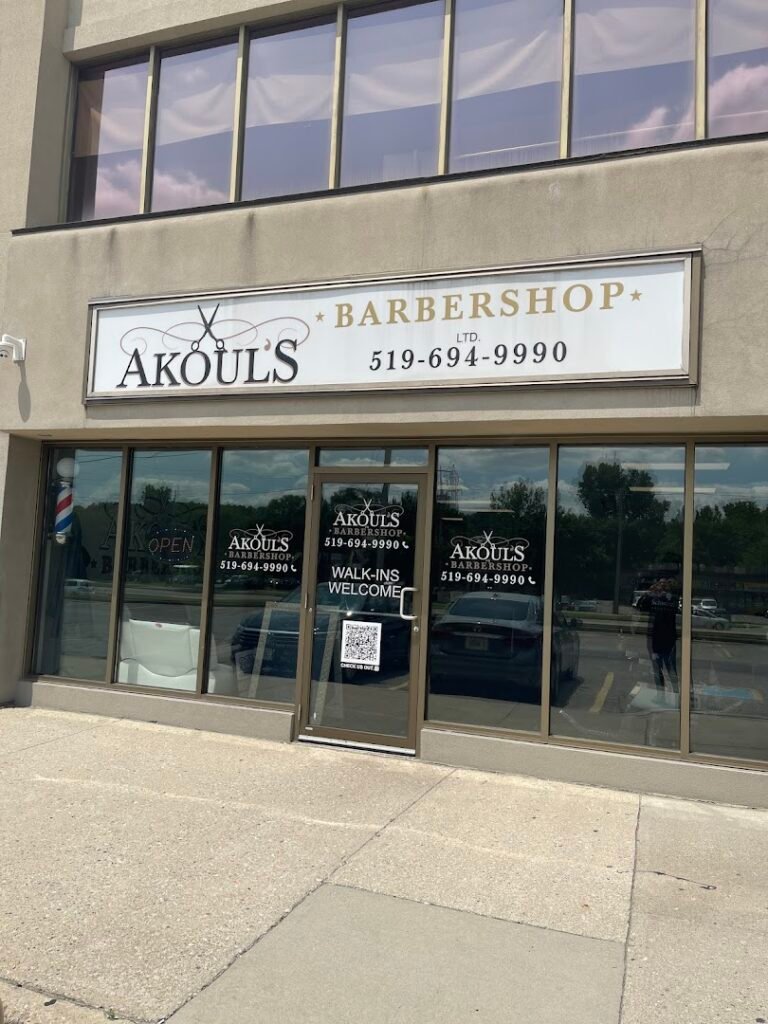 Akoul's Barbershop barber shop interior, London Ontario