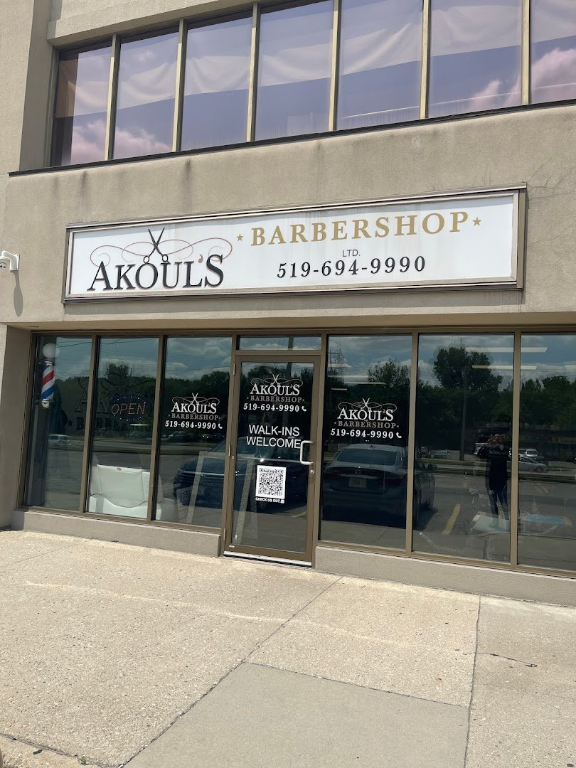 Akoul's Barbershop barber shop interior, London Ontario