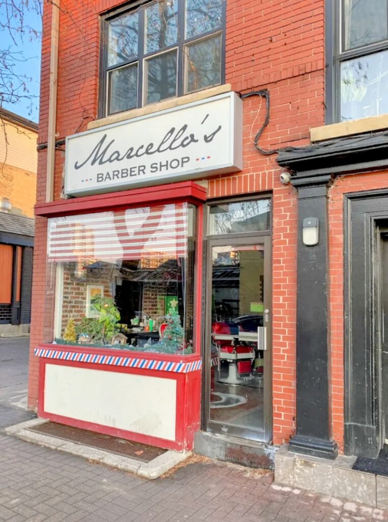 Marcello's Men's Hairstyling barber shop interior, London Ontario