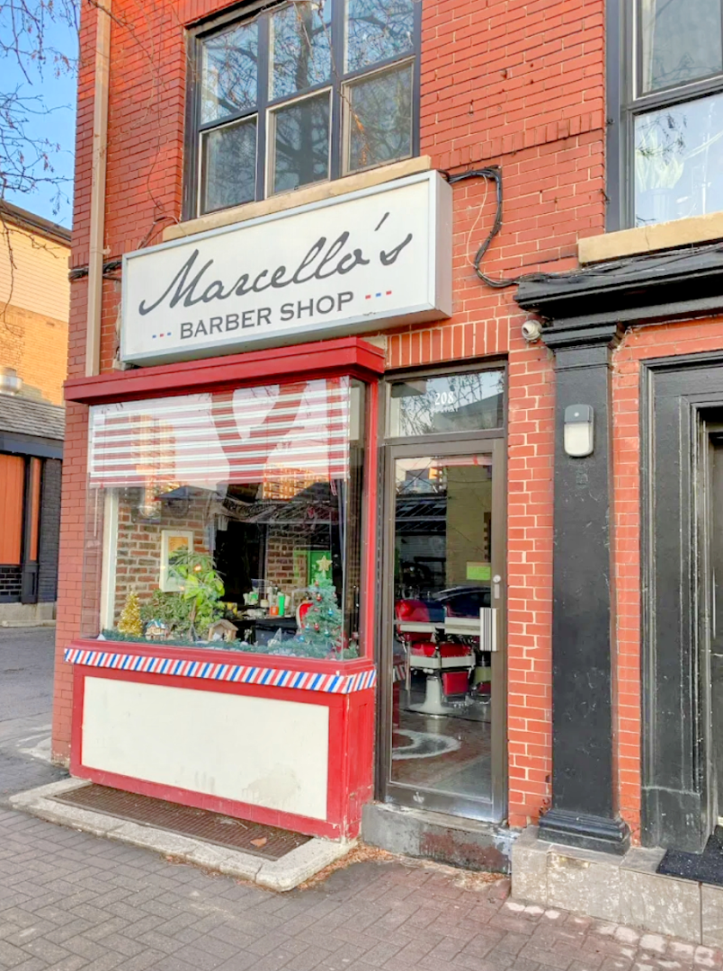 Marcello's Men's Hairstyling barber shop interior, London Ontario